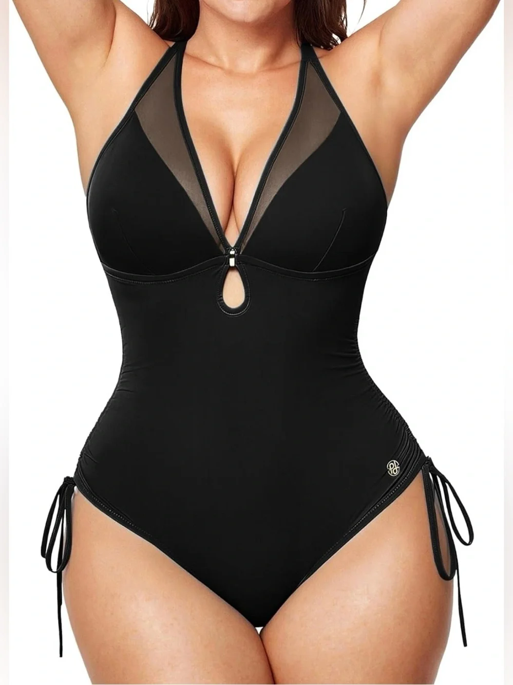 Popilush Women’s Bathing Suit Tummy Control Shapewear Swimsuit Mesh Built-in Bra